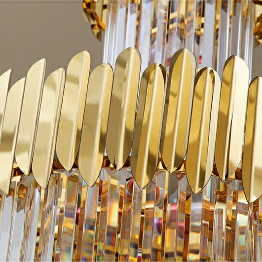 Luxury Gold Trimmed Long Crystal Chandelier Foyer Staircase Extra Large Ceiling Light Fixture - Image 8