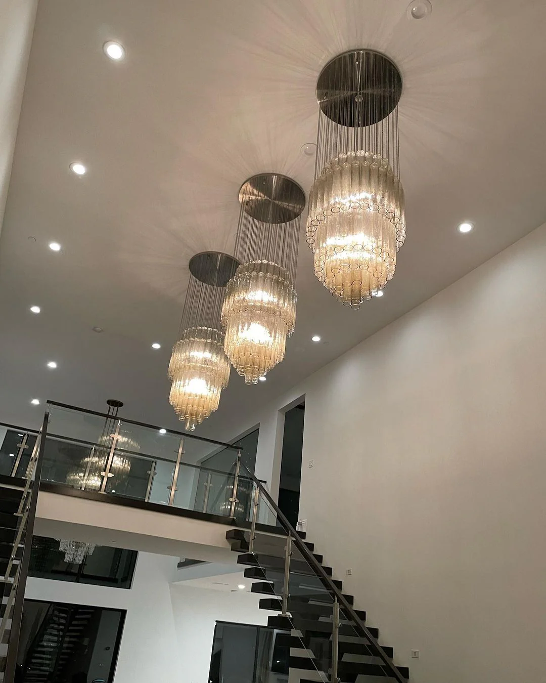 Luxury Italian Style Tubular Glass Chandelier With Chrome Finish - Image 10