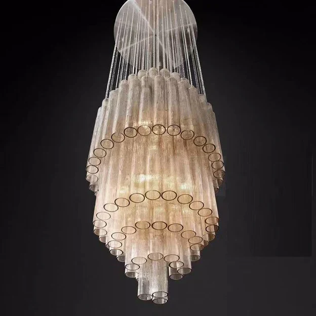 Luxury Italian Style Tubular Glass Chandelier With Chrome Finish - Image 13