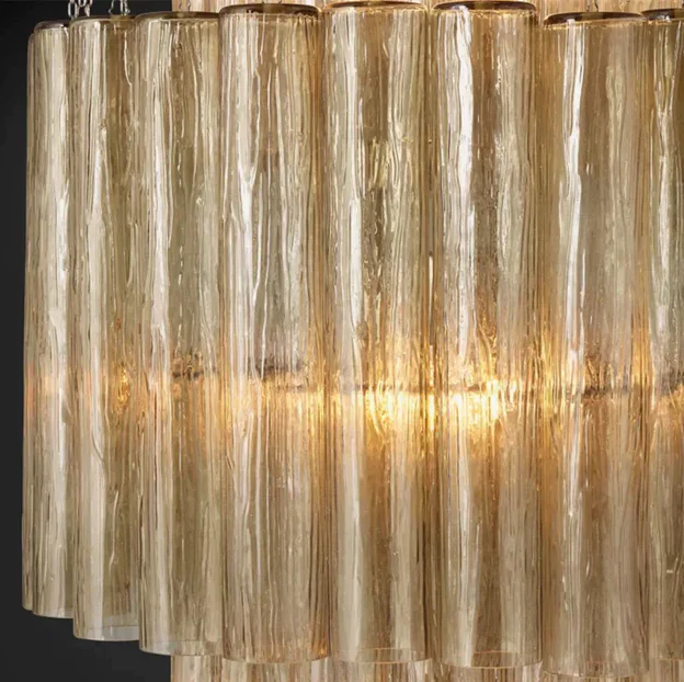 Luxury Italian Style Tubular Glass Chandelier With Chrome Finish - Image 15