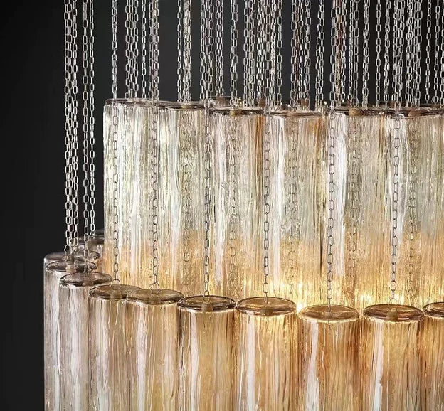 Luxury Italian Style Tubular Glass Chandelier With Chrome Finish - Image 16
