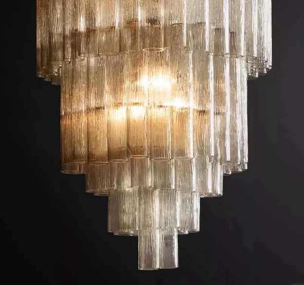 Luxury Italian Style Tubular Glass Chandelier With Chrome Finish - Image 17