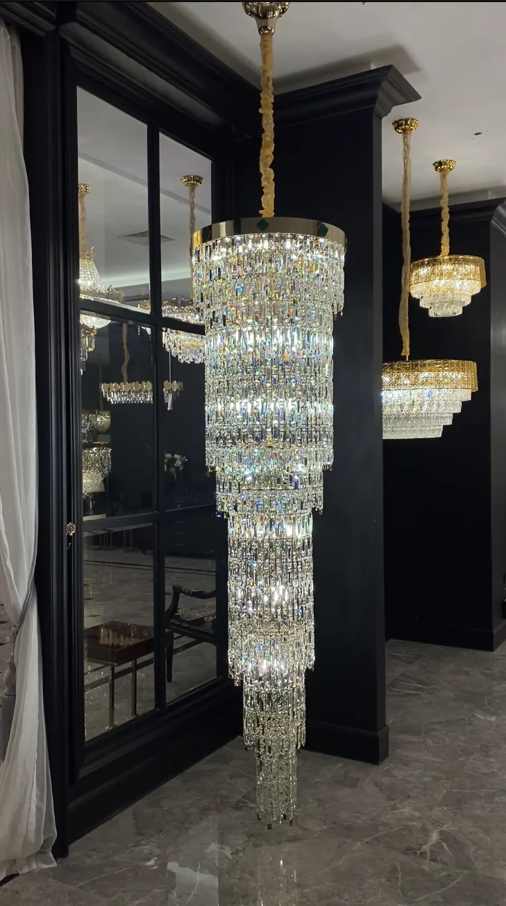 Luxury Modern Round Multi-layers Crystal Chandelier with Four Leaf Clover for Staircase/High-ceiling Space/ Foyer - Image 4