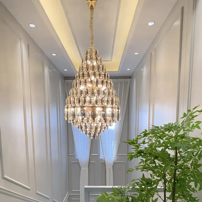 Luxury Multi-tiered Honeycomb Crystal Chandelier for High-ceiling - Image 2