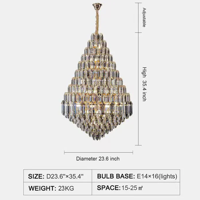 Luxury Multi-tiered Honeycomb Crystal Chandelier for High-ceiling - Image 21