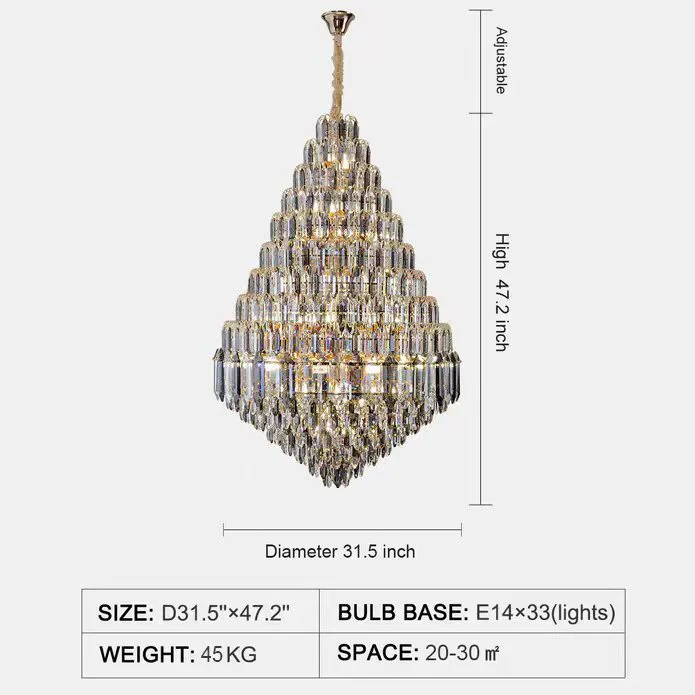 Luxury Multi-tiered Honeycomb Crystal Chandelier for High-ceiling - Image 22