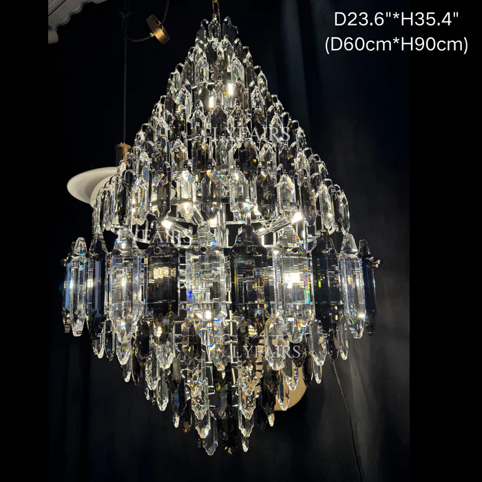 Luxury Multi-tiered Honeycomb Crystal Chandelier for High-ceiling - Image 7