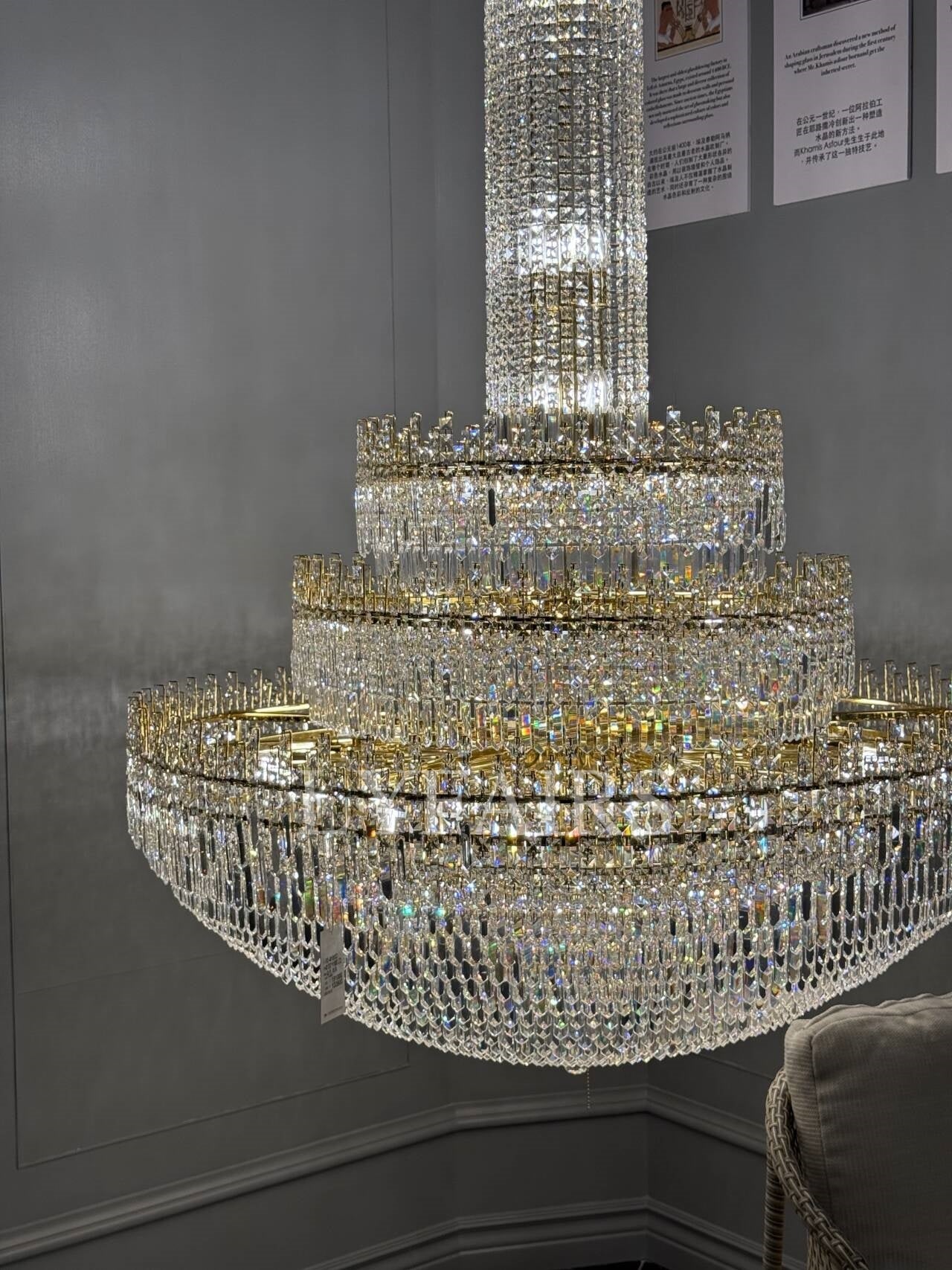 Luxury Oversized Gold European Pagoda-inspired Crystal Chandelier for Foyer/Staircase/Hallway/Entryway - Image 2