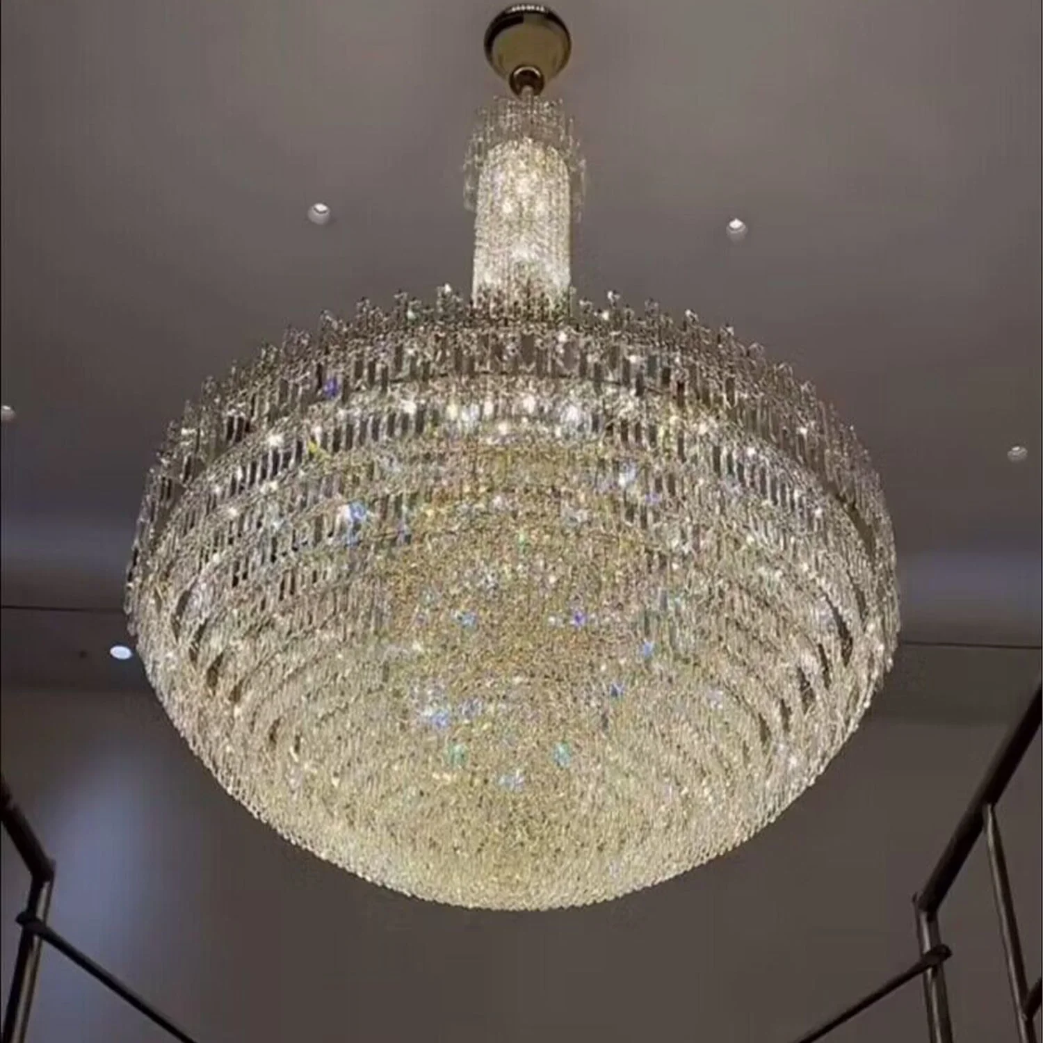 Luxury Oversized Gold European Pagoda-inspired Crystal Chandelier for Foyer/Staircase/Hallway/Entryway - Image 3