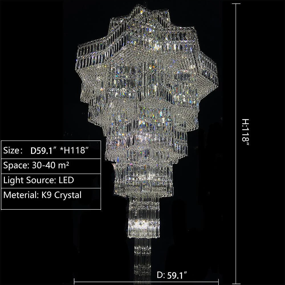 Luxury Plaza Multi-Tier Crystal Chandelier for High Ceilings/Hotel Hall / 2 Story Foyer - Image 6