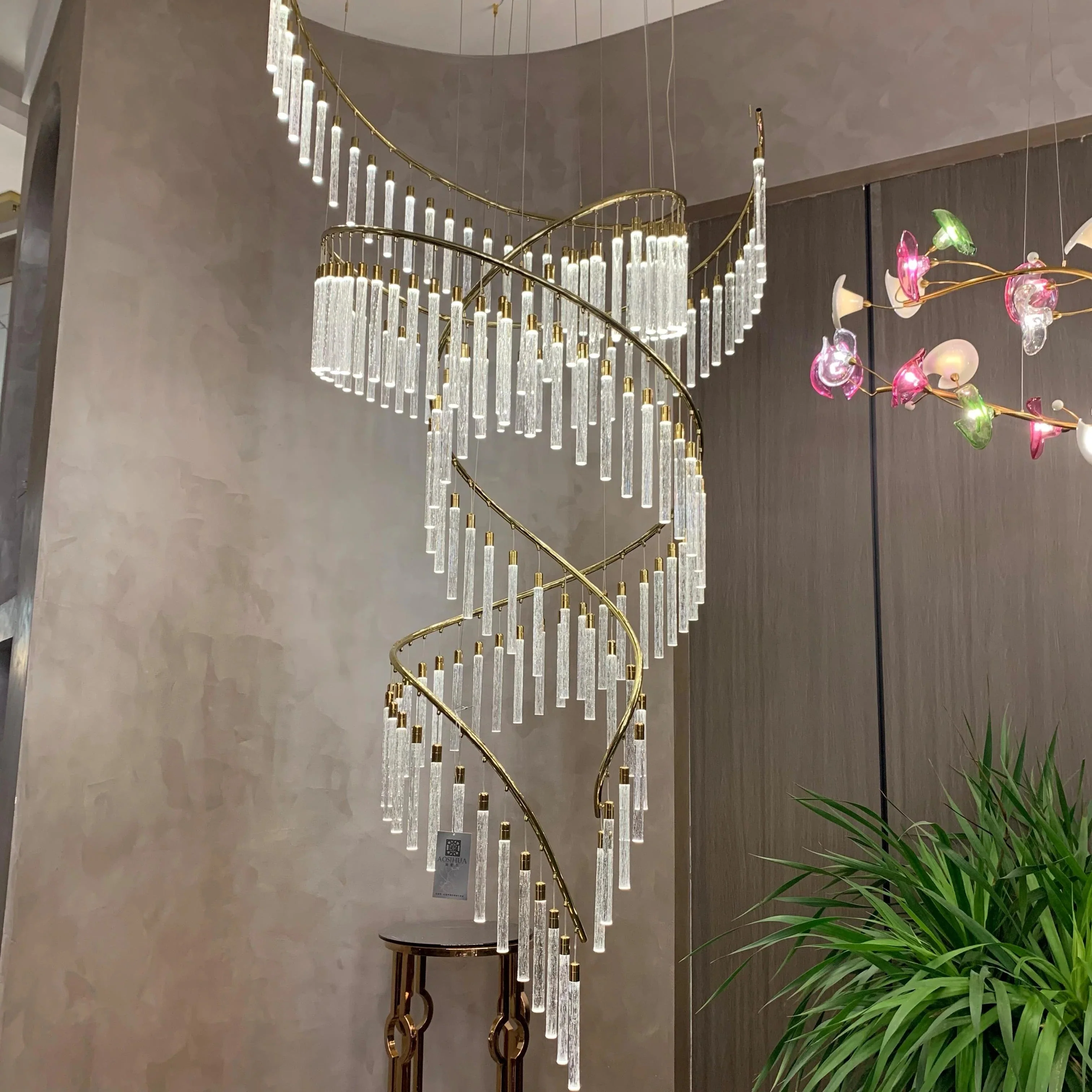 Luxury Spiral Bubble Crystal Stick Chandelier for Staircase/Foyer/High-ceiling - Image 3