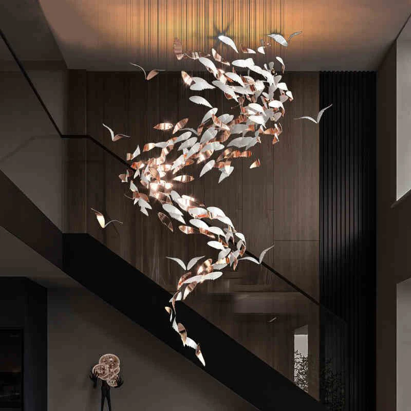 Luxury Spiral Creative Floating Ceramic Wings Chandelier for Hotel Lobby/Restaurant - Image 5