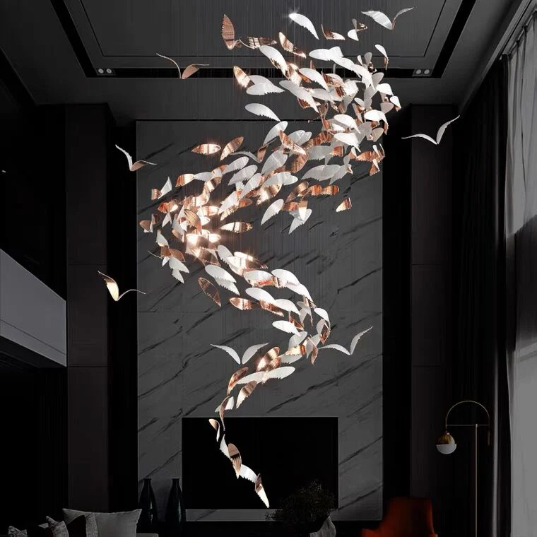 Luxury Spiral Creative Floating Ceramic Wings Chandelier for Hotel Lobby/Restaurant - Image 6