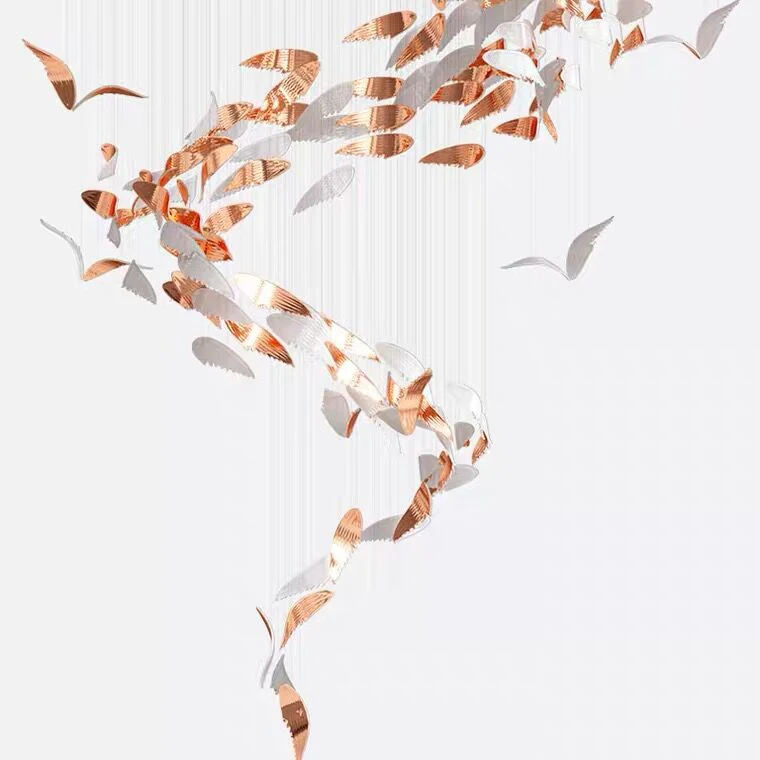 Luxury Spiral Creative Floating Ceramic Wings Chandelier for Hotel Lobby/Restaurant - Image 8