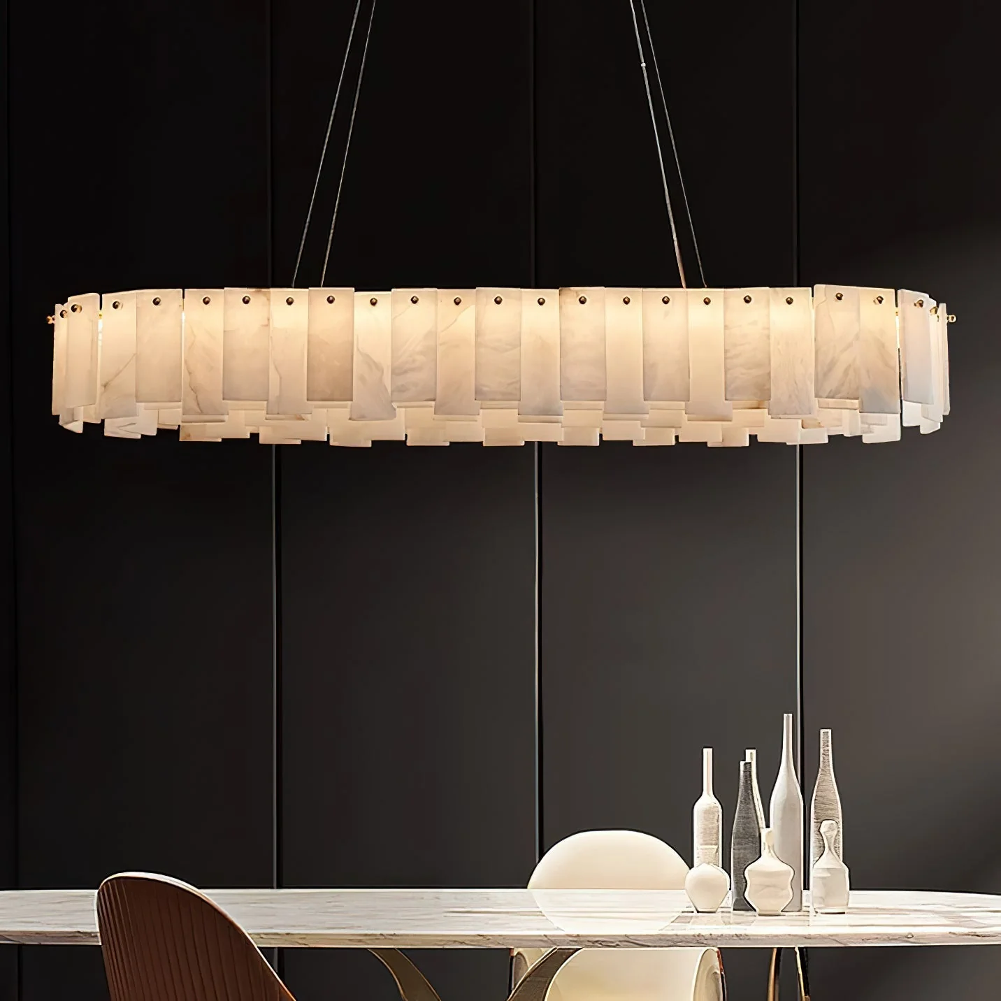 Mancy Alabaster Round Chandelier Lighting Fixture - Image 10