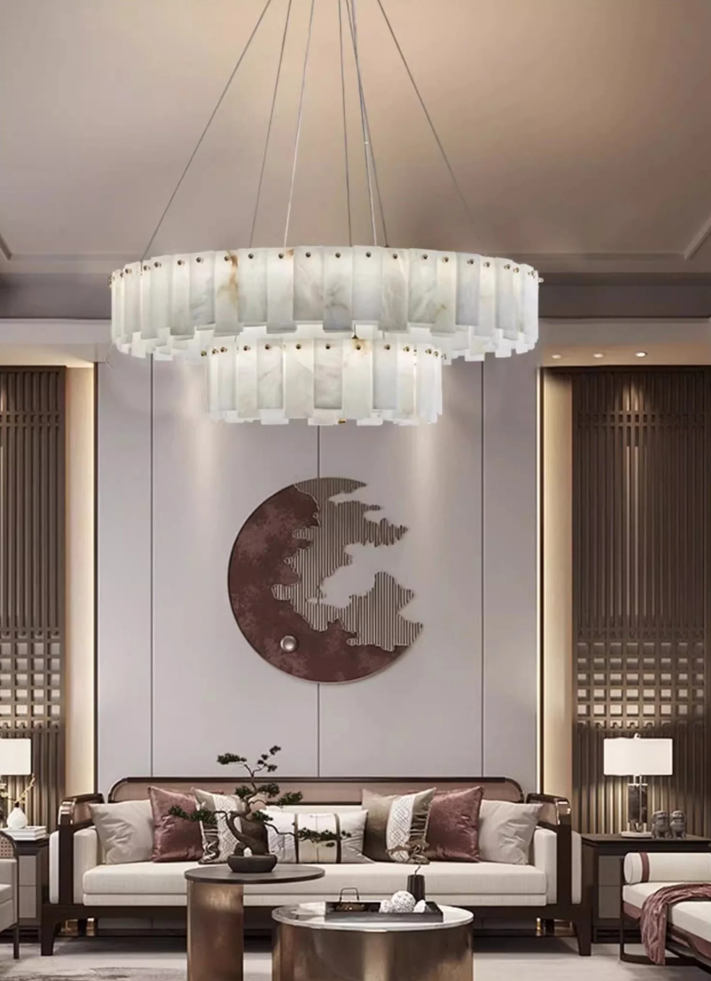 Mancy Alabaster Round Chandelier Lighting Fixture - Image 11