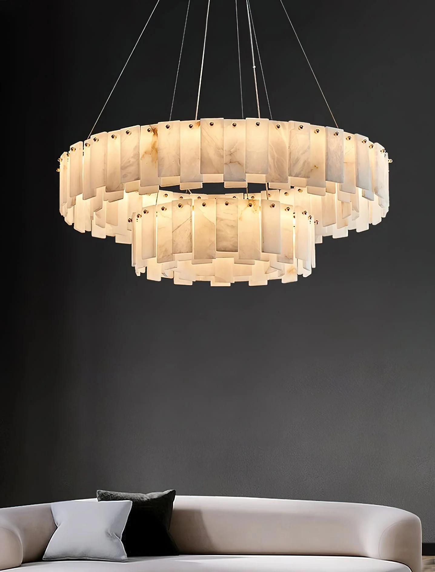 Mancy Alabaster Round Chandelier Lighting Fixture - Image 12