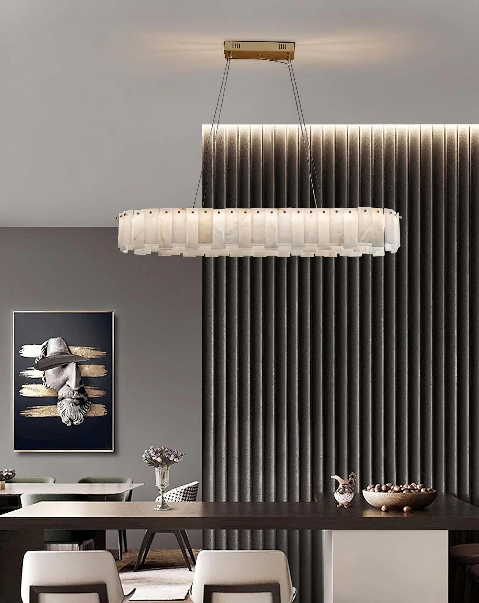Mancy Alabaster Round Chandelier Lighting Fixture - Image 13