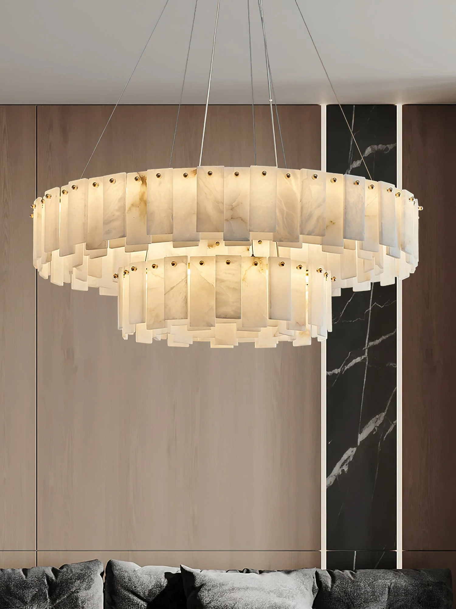 Mancy Alabaster Round Chandelier Lighting Fixture - Image 14