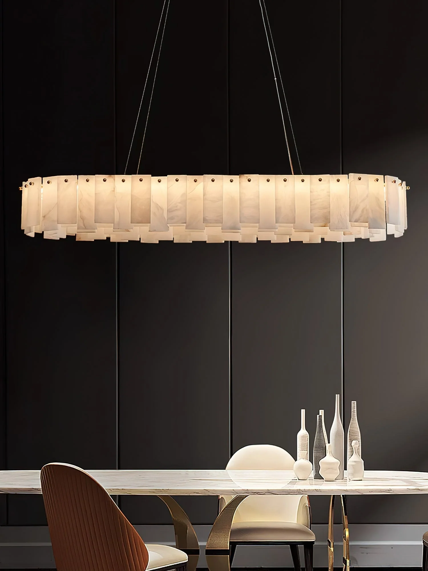 Mancy Alabaster Round Chandelier Lighting Fixture - Image 17