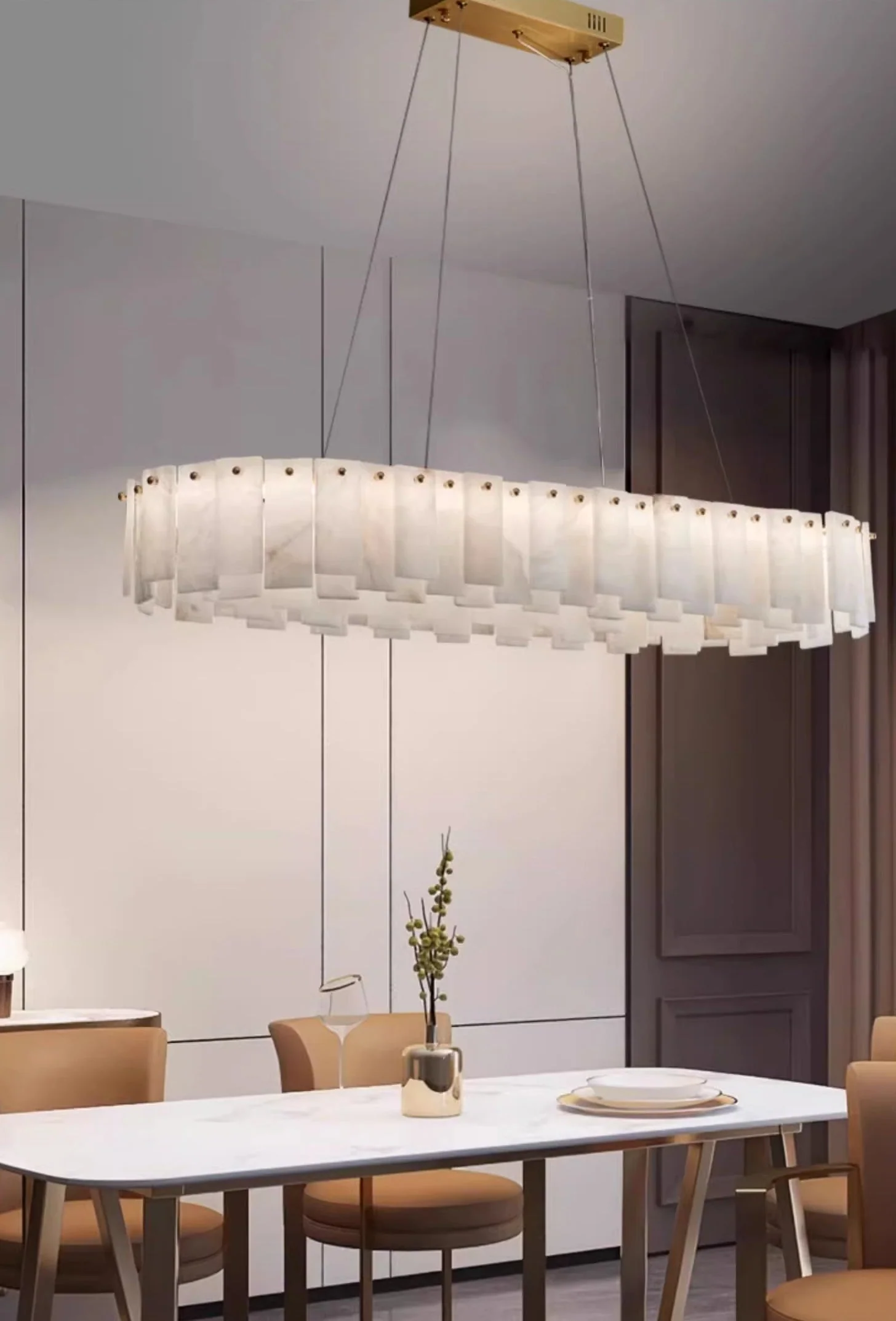 Mancy Alabaster Round Chandelier Lighting Fixture - Image 18