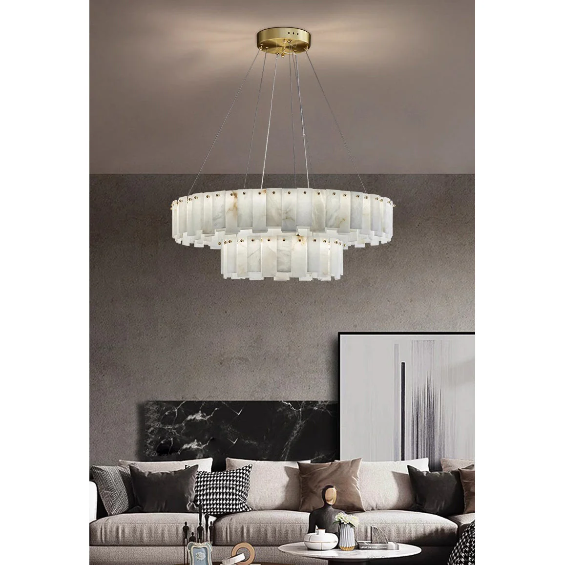 Mancy Alabaster Round Chandelier Lighting Fixture - Image 19