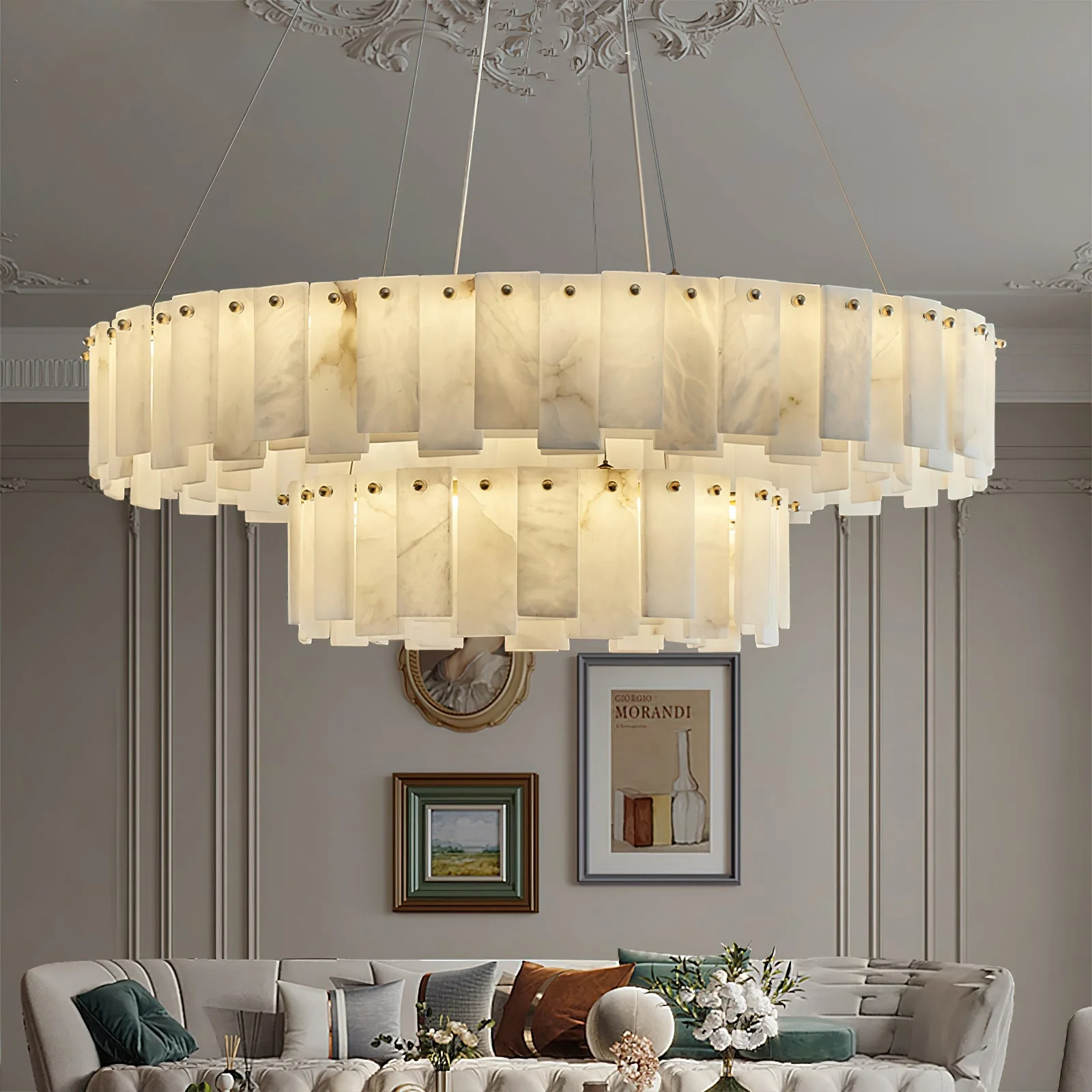 Mancy Alabaster Round Chandelier Lighting Fixture - Image 2