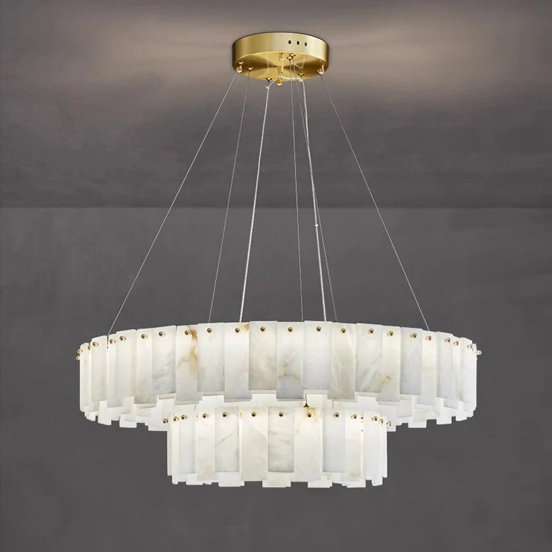 Mancy Alabaster Round Chandelier Lighting Fixture - Image 22