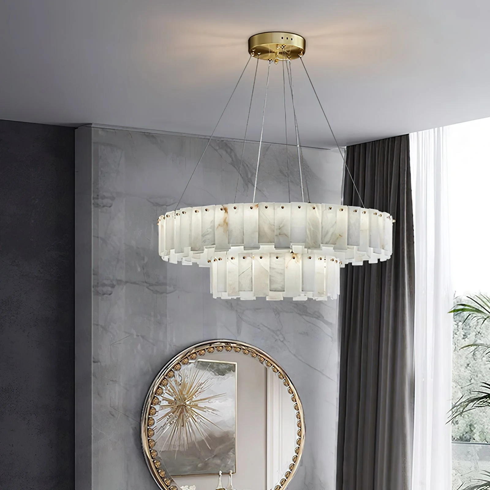 Mancy Alabaster Round Chandelier Lighting Fixture - Image 5