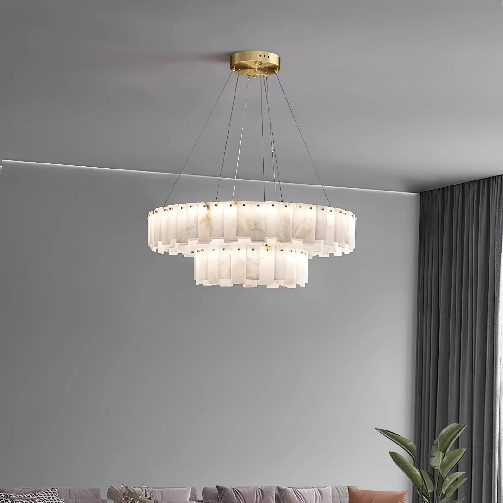 Mancy Alabaster Round Chandelier Lighting Fixture - Image 7
