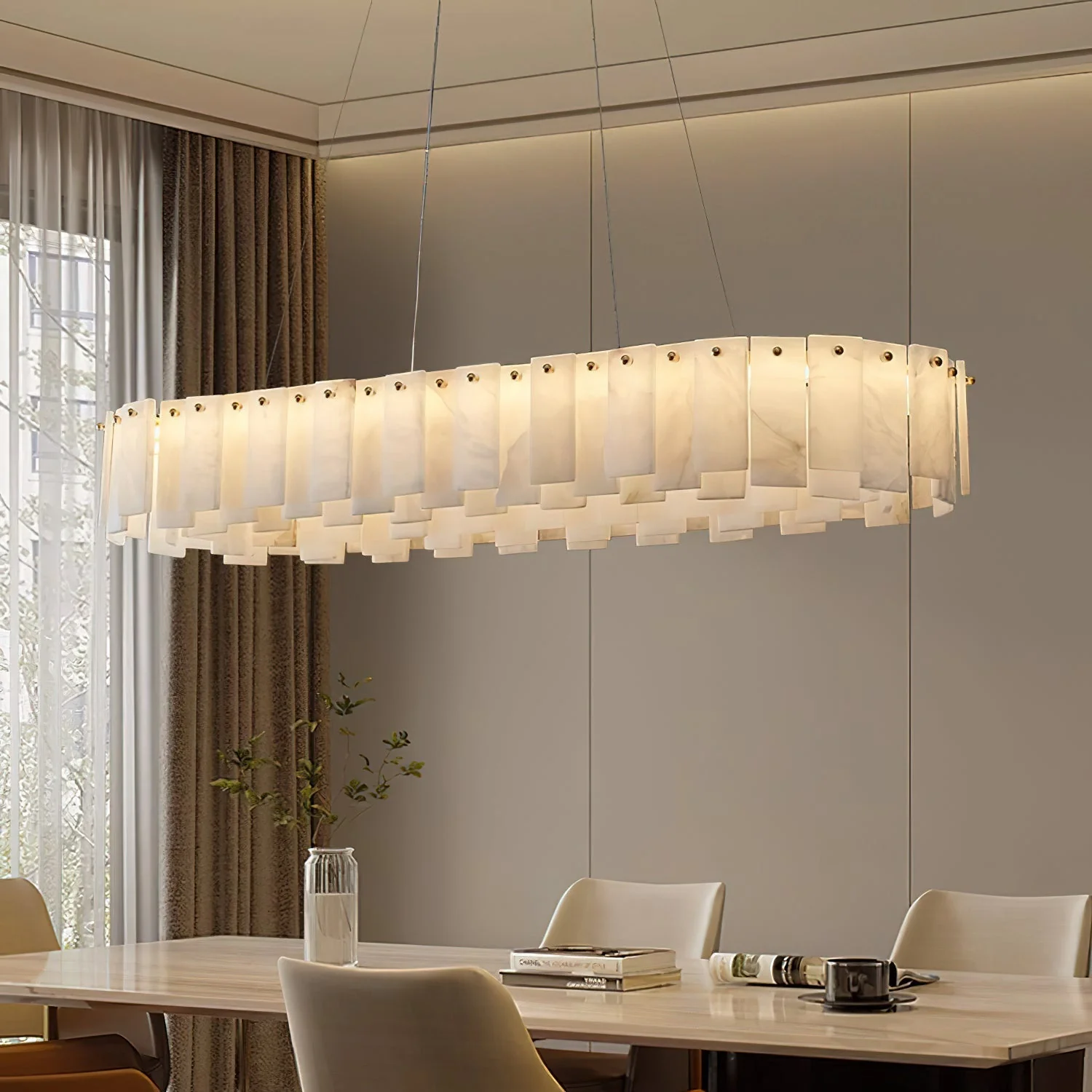Mancy Alabaster Round Chandelier Lighting Fixture - Image 8