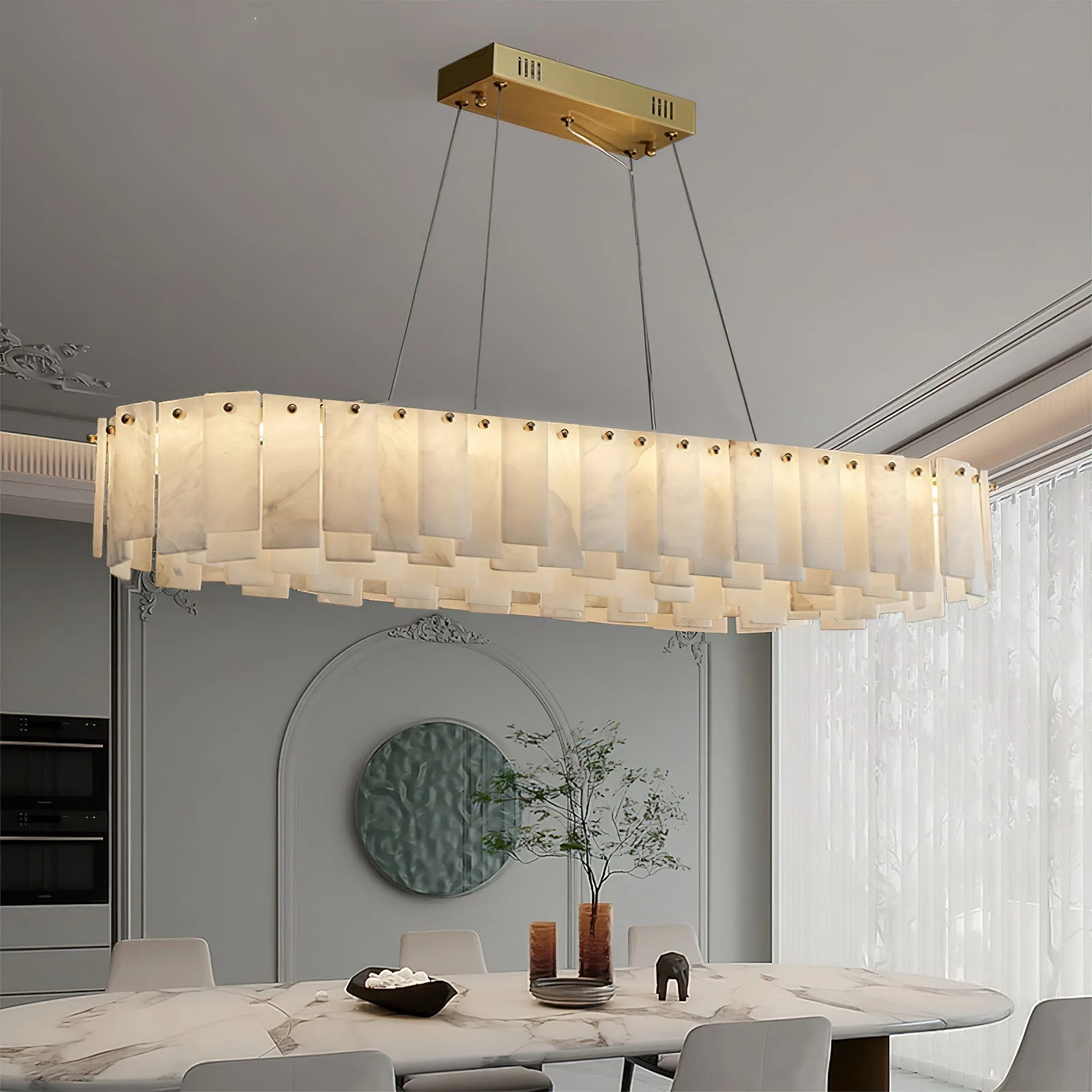 Mancy Alabaster Round Chandelier Lighting Fixture - Image 9