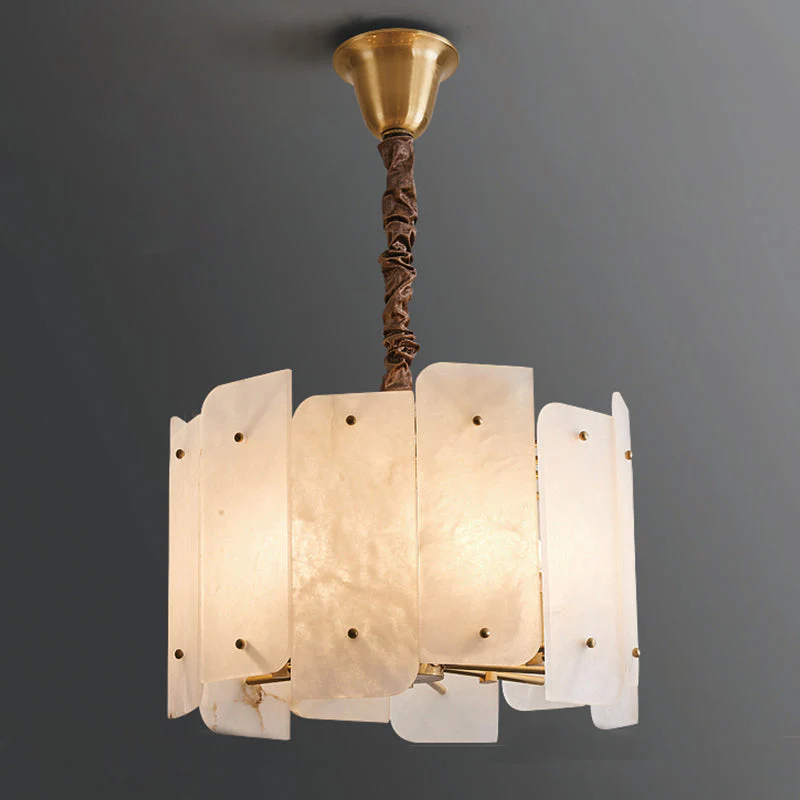 Alabaster Lorry Round Chandelier 20" 31" - Image 2