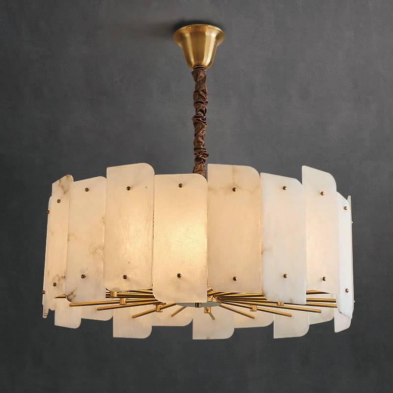 Alabaster Lorry Round Chandelier 20" 31" - Image 8