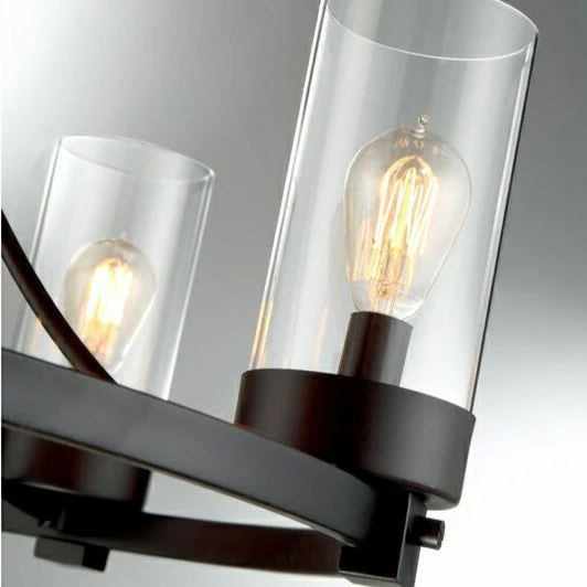 Matte Black/ Chrome Farmhouse Chandeliers 5-Light Wagon Wheel North American Traditional Patio Ceiling Lights - Image 6