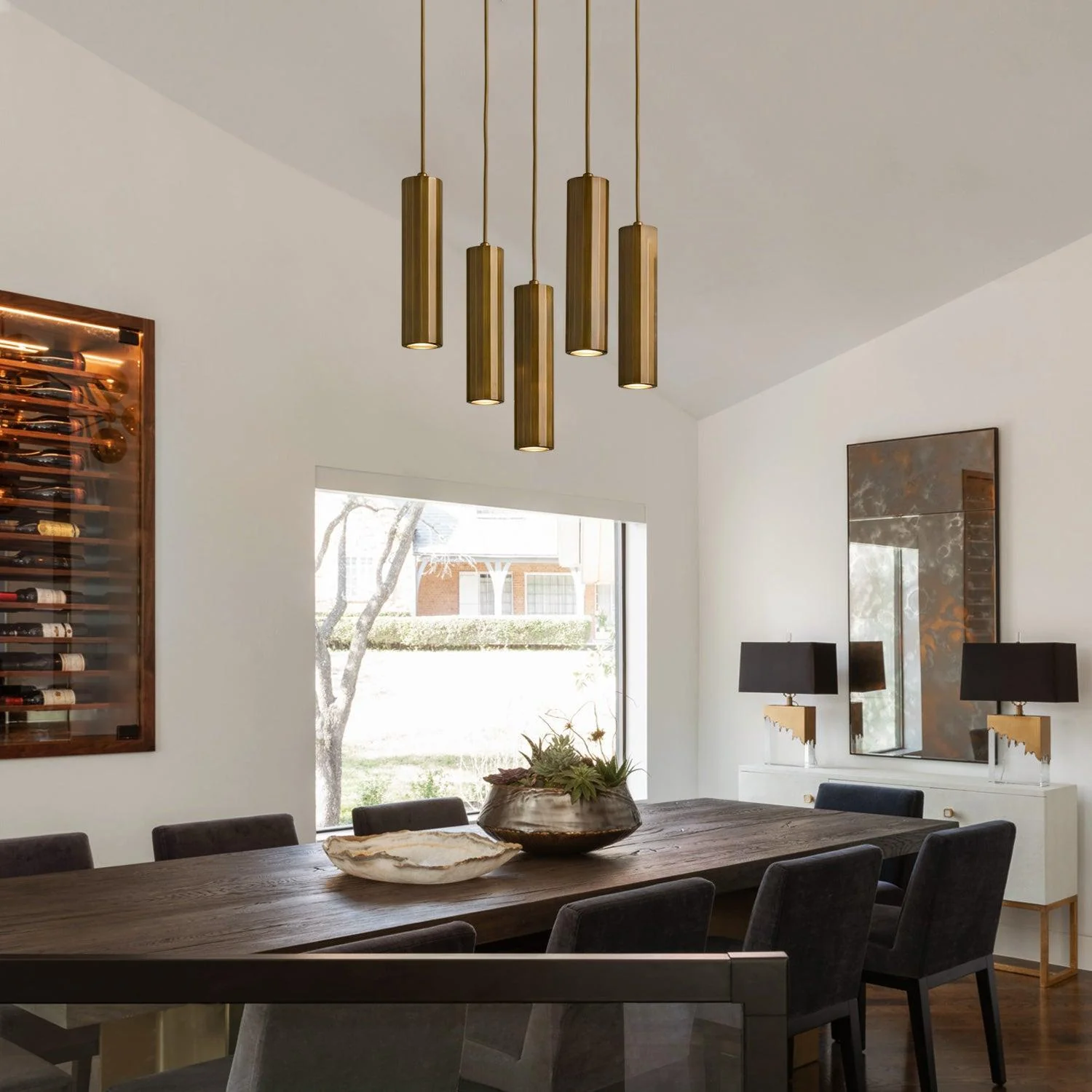 Matthie Brass Finish Steel & Glass Chandelier with Dimmable LEDs - Image 3