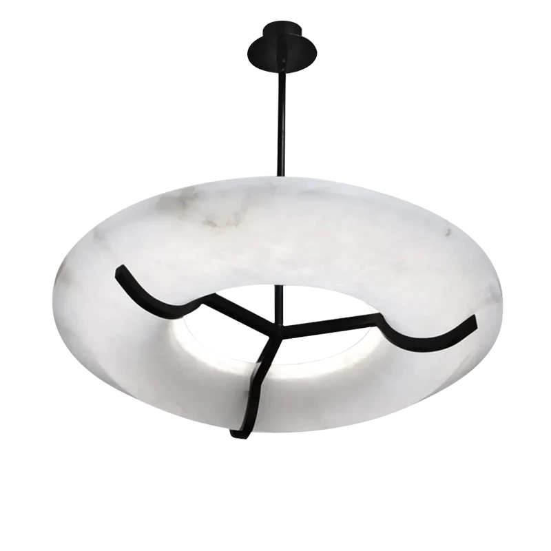 Glacera Modern Round Alabaster Dining Room Chandelier - Image 3