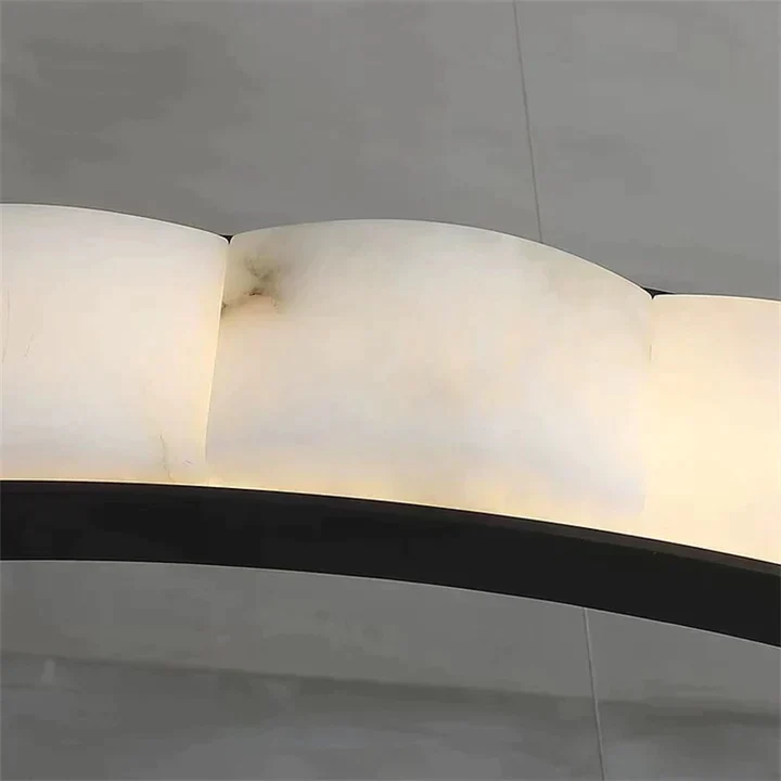 Melonie Moden Alabaster Round Chandelier Black Over Dining Table - Image 4