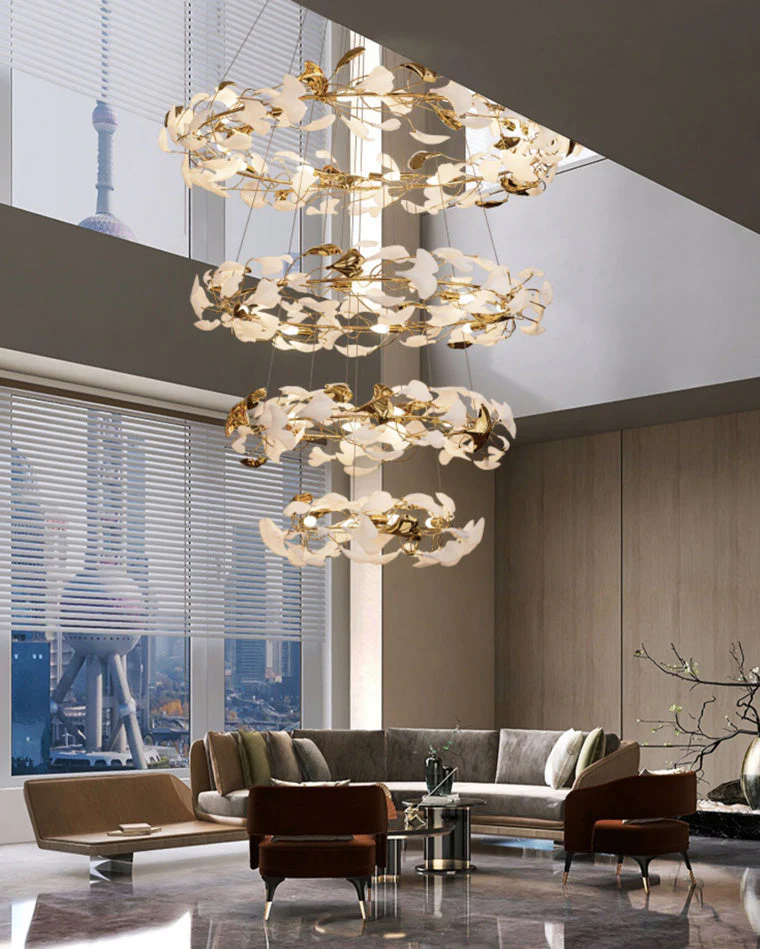 Merlin Circular Tiered Gingko Chandelier - Image 2