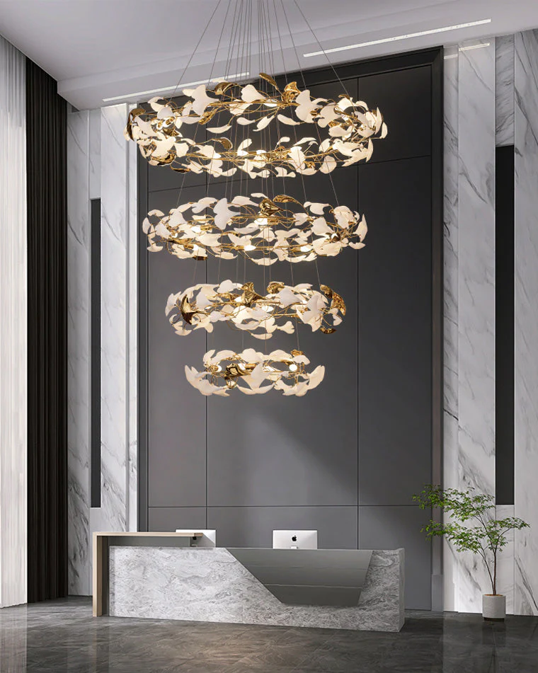 Merlin Circular Tiered Gingko Chandelier - Image 3