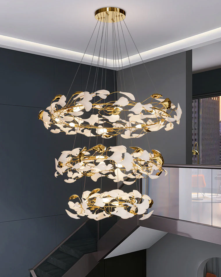 Merlin Circular Tiered Gingko Chandelier - Image 4