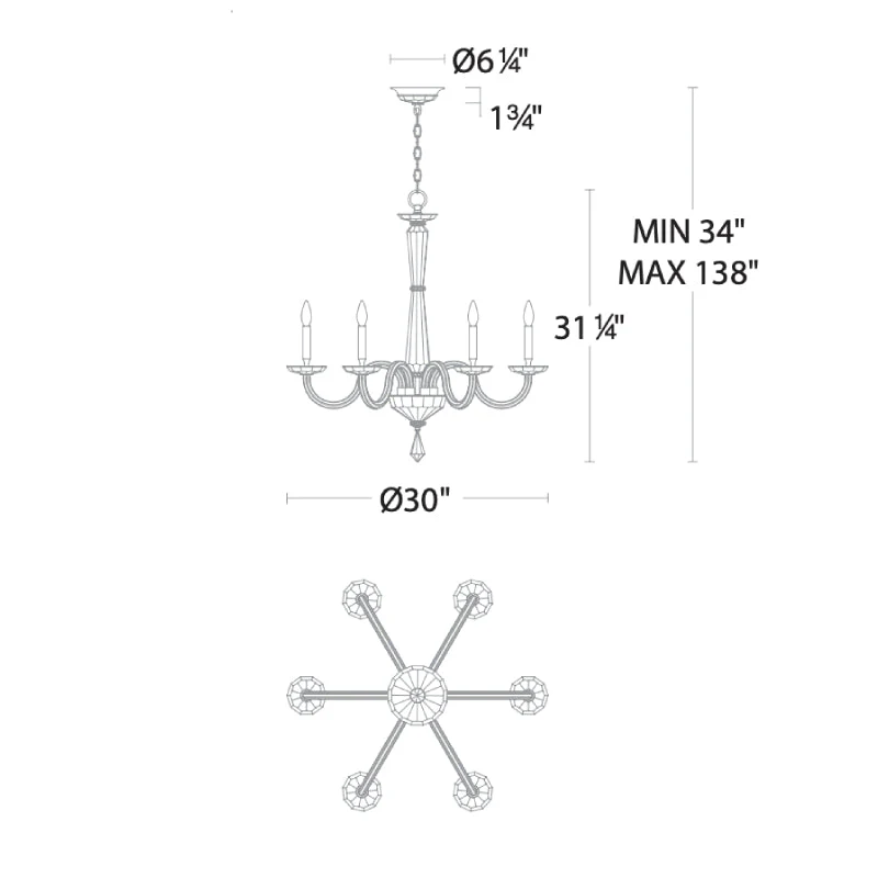 Merlinlamps S9230 Habsburg 6-lt 30" Chandelier - Image 3