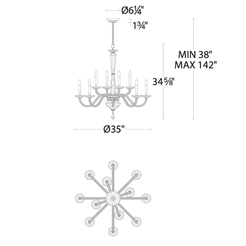 Merlinlamps S9235 Habsburg 12-lt 35" Chandelier - Image 4