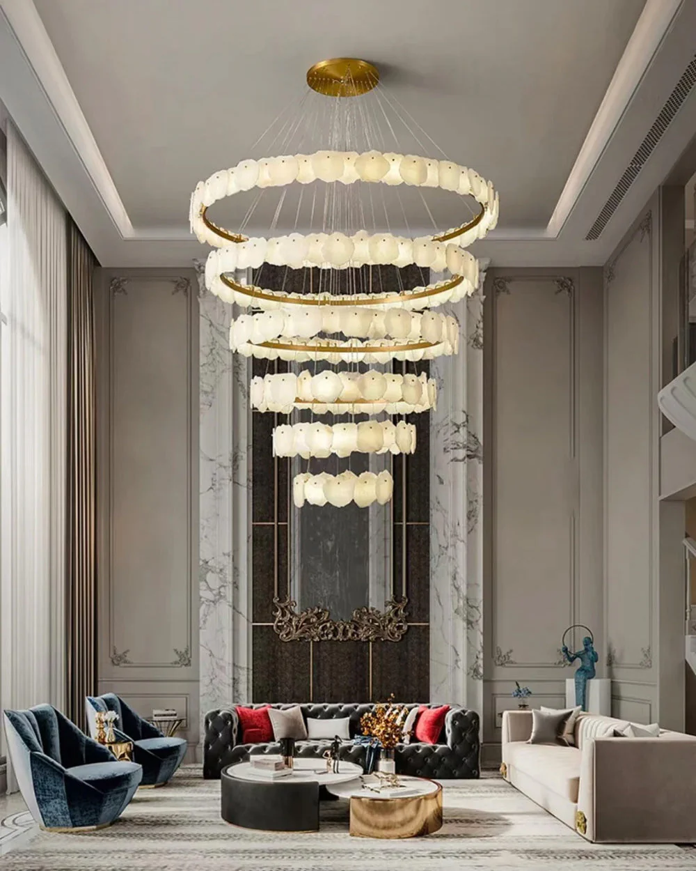 Merlin Tiered Circular Alabaster Chandelier - Image 2
