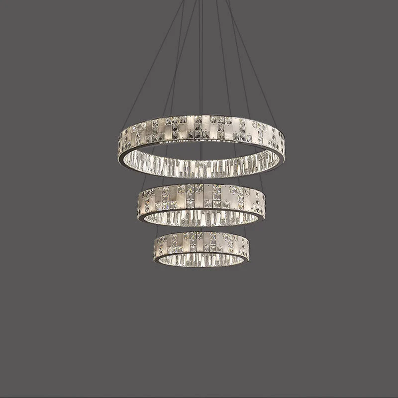 Merlin Tiered Round Crystal Alabaster Chandelier - Image 16