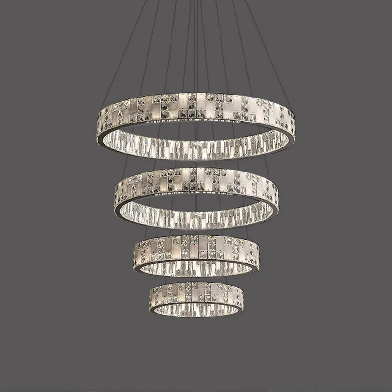 Merlin Tiered Round Crystal Alabaster Chandelier - Image 18