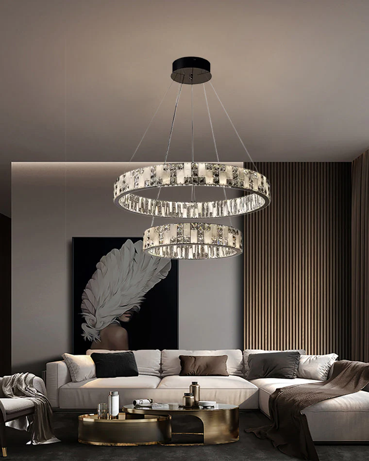 Merlin Tiered Round Crystal Alabaster Chandelier - Image 2