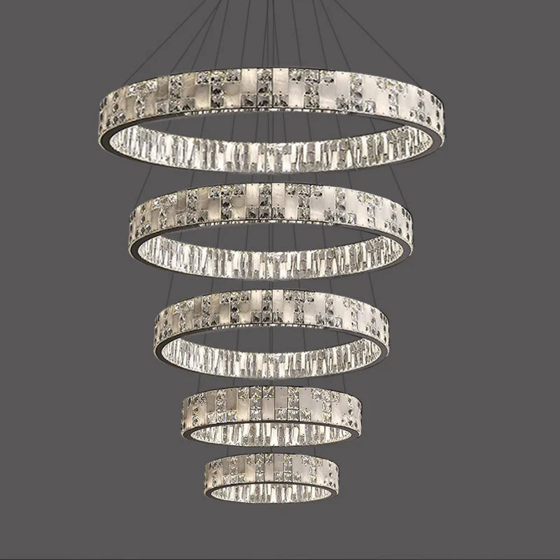 Merlin Tiered Round Crystal Alabaster Chandelier - Image 20