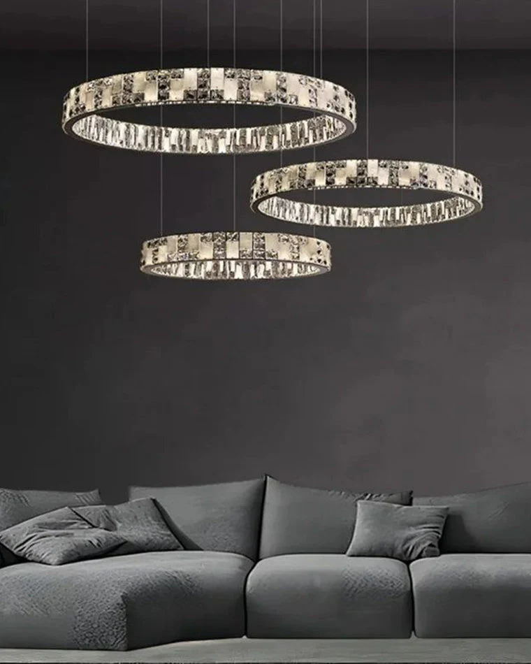 Merlin Tiered Round Crystal Alabaster Chandelier - Image 7
