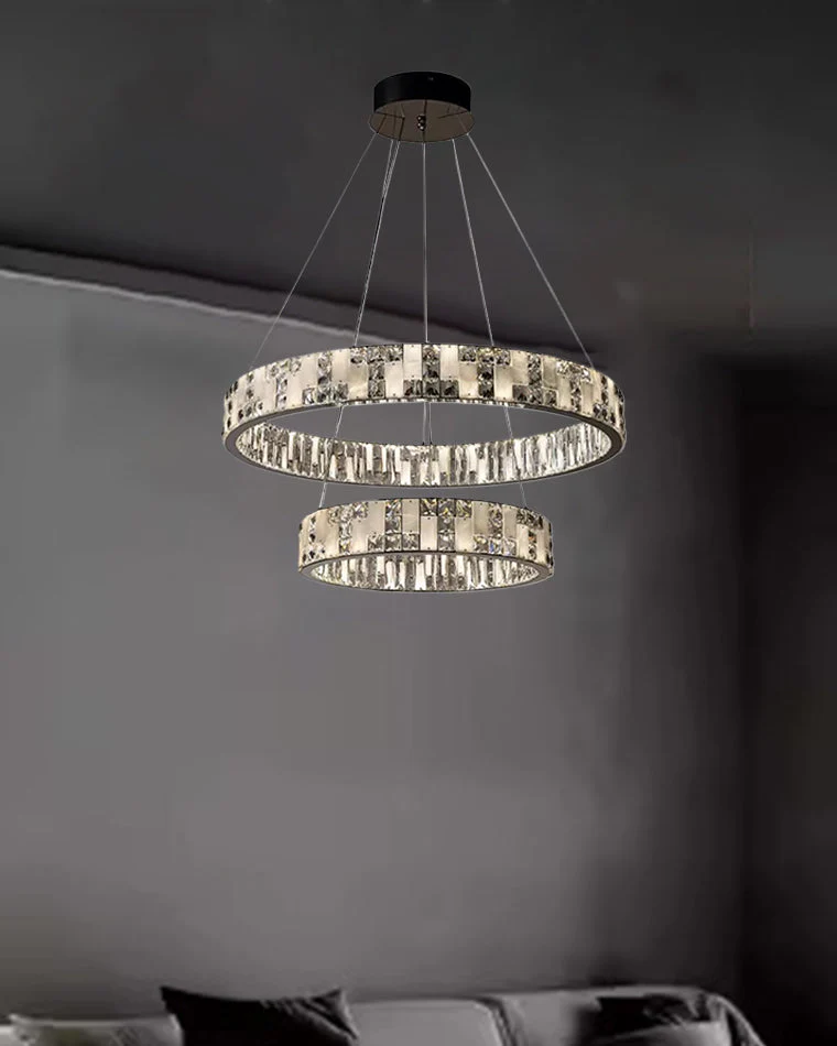 Merlin Tiered Round Crystal Alabaster Chandelier - Image 9